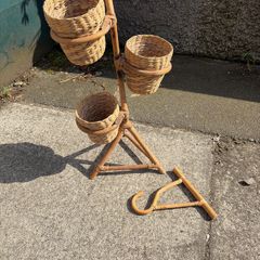 Bamboo plant pot stand and bamboo bracket.