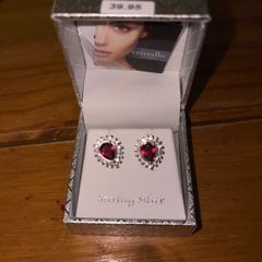 Cristallo Ruby Earrings, Silver