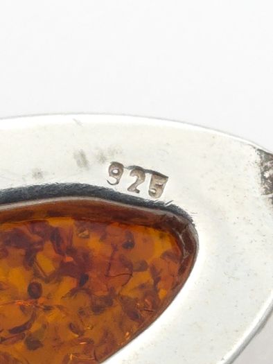 Vintage 925 Sterling Silver And Natural Baltic Amber Pendant