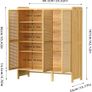 Bamboo Shoe Storage Cabinet Wooden Shoes Rack Organiser with 3 Rattan Doors Image 2