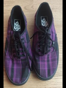 Vans Authentic Lo Pro Purple Pin Plaid Near New Size UK 6