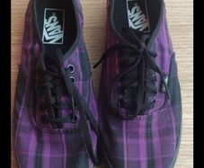 Vans Authentic Lo Pro Purple Pin Plaid Near New Size UK 6