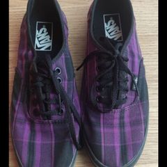 Vans Authentic Lo Pro Purple Pin Plaid Near New Size UK 6