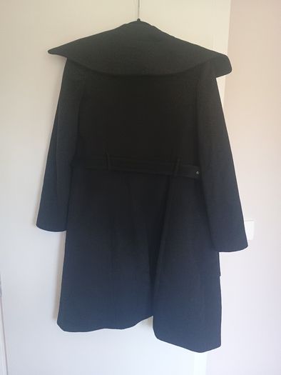 Calvin Klein Black Wool-Blend Belted Midi Coat - Size 42 (Excellent Condition)
