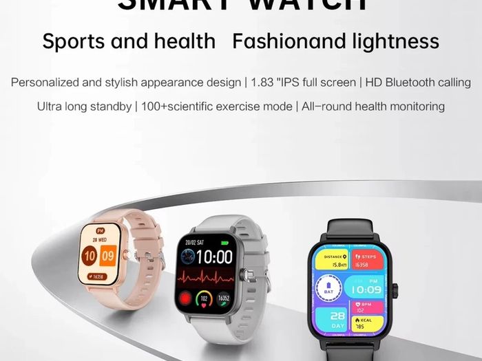 Fashion Smart Watch 1.83" Waterproof Fitness Heart Rate Tracker for Men/Women