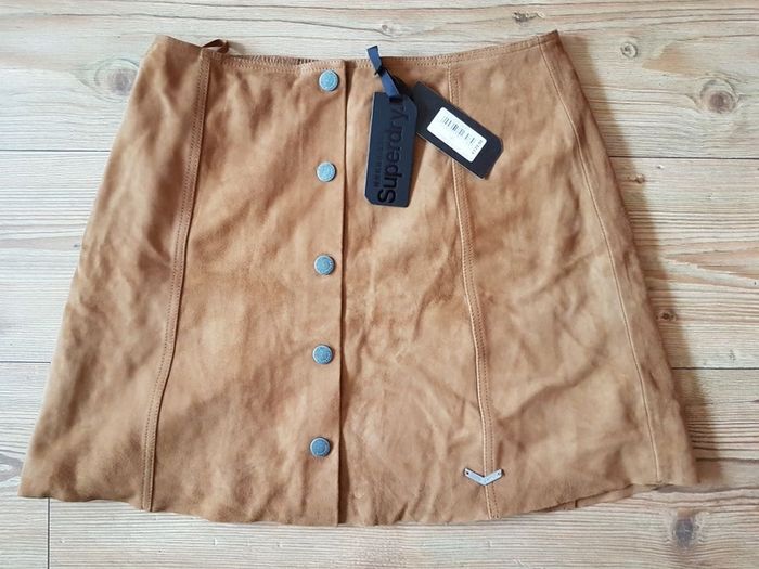 skirt leather brown superdry Medium Size M Brand new