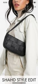 ASOS design 90s mini shoulder bag black weave design