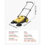 Walk-Behind Hand Push Floor Sweeper, Manual Floor Sweeper Non-Electric with 650mm Sweeping Width, 18.9L Waste Container & Adjustable Folding Handle for Yards Walkways Patios Garages - Yellow Image 3