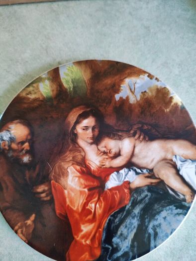 Vintage English Mother Father and Child Breastfeeding Print Trivet Placemat Table Protector circa 1960's / EVE of Europe