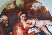Vintage English Mother Father and Child Breastfeeding Print Trivet Placemat Table Protector circa 1960's / EVE of Europe