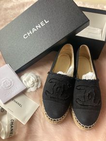 Chanel Black linen espadrilles