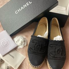 Chanel Black linen espadrilles