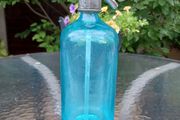 Antique, soda syphon, Coloured,Blue Bottle ,Pub Memorabilia