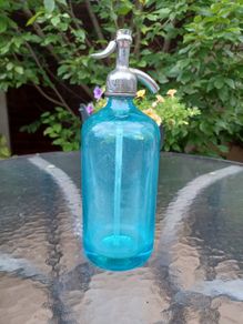 Antique, soda syphon, Coloured,Blue Bottle ,Pub Memorabilia