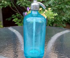 Antique, soda syphon, Coloured,Blue Bottle ,Pub Memorabilia