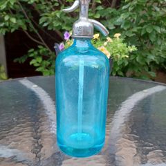 Antique, soda syphon, Coloured,Blue Bottle ,Pub Memorabilia