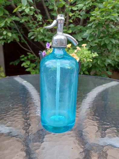 Antique, soda syphon, Coloured,Blue Bottle ,Pub Memorabilia