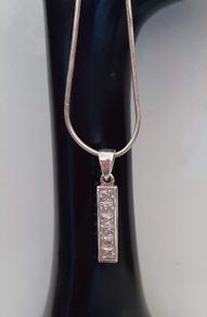 Sterling Silver Bar Drop Pendant Necklace