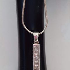 Sterling Silver Bar Drop Pendant Necklace