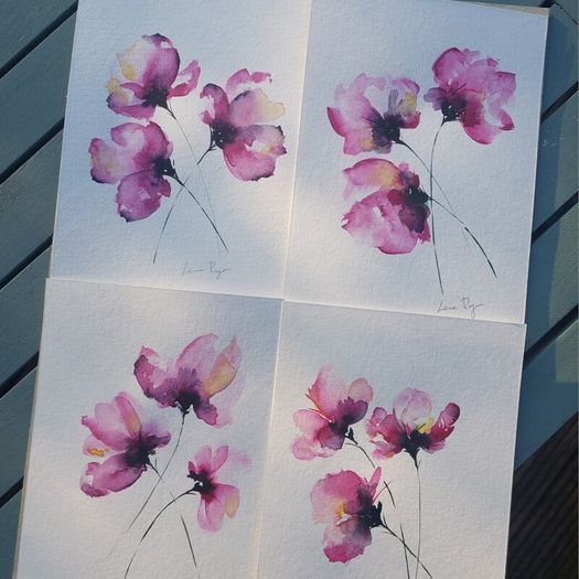 Set of 4 Original Watercolour Paintings