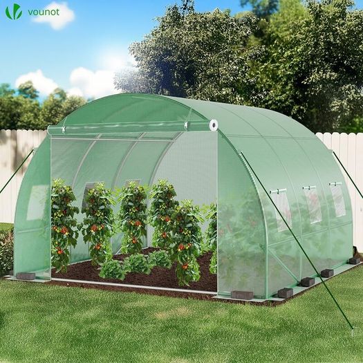 Polytunnel Greenhouse 3x3x2 m 9m Poly Tunnels Gardening Walk In Pollytunnel Tent with Steel Frame