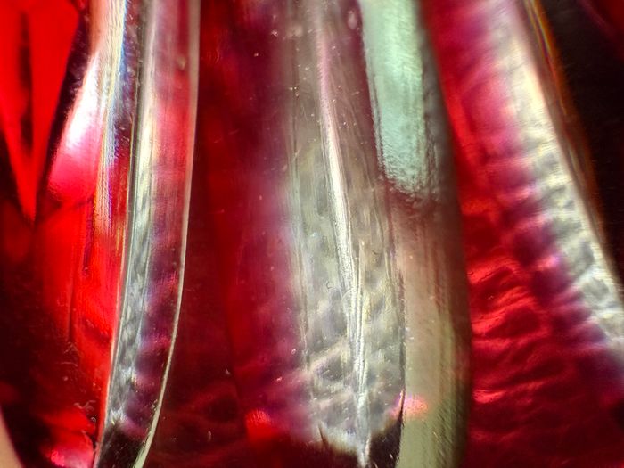 Vintage Bohemian Ruby Cut-to-Clear Lead Crystal Small Bowl / Salt Cellar