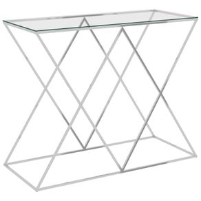 Side Table Silver 90x40x75 cm Stainless Steel and Glass