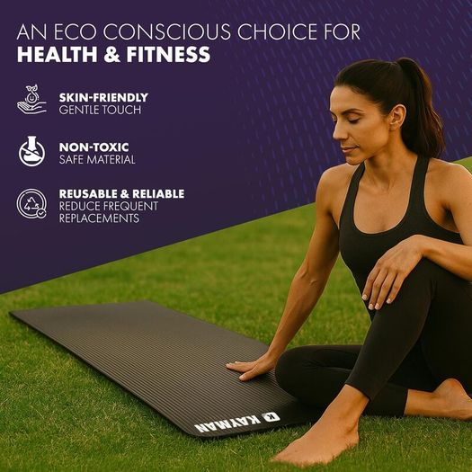 Yoga Mat Multi-Purpose Extra Thick Foam Exercise Mats  Ideal Floor Mat for Pilates, Stretching, Resistance Workout & Therapy Home & Gym Equipment Accessory