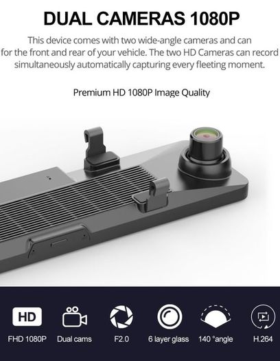 New Cam Wifi Dual Lens Video Recorder Dash Camera Dvr Rearview Mirror 4G GPS Navigation