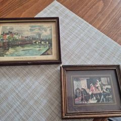 2 antique pictures of ha'penny bridge