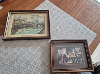 2 antique pictures of ha'penny bridge
