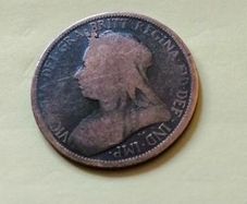 1899 Victoria Halfpenny for sale.