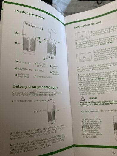 Air Purifier - Portable & rechargable