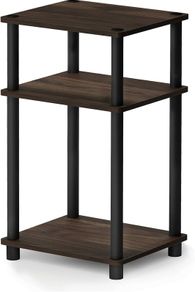 FREE EXPRESS SHIPPING Just 3-Tier Turn-N-Tube End Table, Side Table, Nightstand, Columbia Walnut/Black