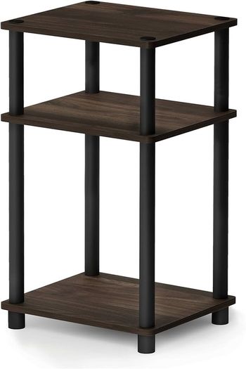 FREE EXPRESS SHIPPING Just 3-Tier Turn-N-Tube End Table, Side Table, Nightstand, Columbia Walnut/Black