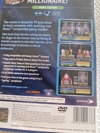 Buzz Who wants to be a Millionaire Party Edition PlayStation2 Ps2 Games Original