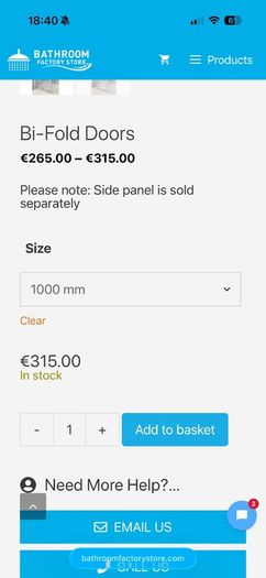 Bi Folding Shower door 1000mm