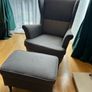 IKEA STRANDMON Wing Chair and footstool - Nordvalla dark grey Image 5