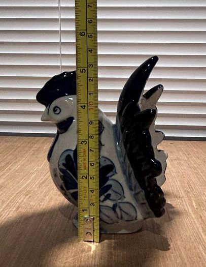 Blue And White Ceramic Cockerel / Rooster Ornament