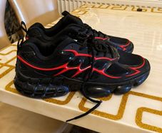 Black & Red Flame Bubble Sole Streetwear Trainers
