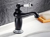 Antique Black Basin Faucet  Solid Brass Vintage Tap with Ceramic Handle