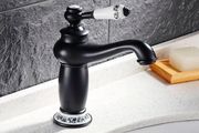 Antique Black Basin Faucet  Solid Brass Vintage Tap with Ceramic Handle