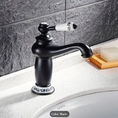 Antique Black Basin Faucet  Solid Brass Vintage Tap with Ceramic Handle