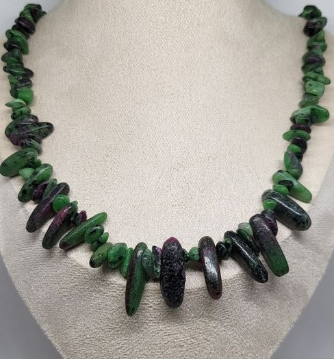 Ruby Zoisite Necklace (Size - 20) in Rhodium Pure Yellow Brass 300.00 ct.