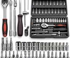 46-Piece 1/4" Socket & Bit Ratchet Tool Kit with Carrying Case