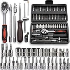 46-Piece 1/4" Socket & Bit Ratchet Tool Kit with Carrying Case