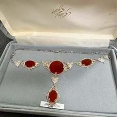 Carnelian & Marcasite Drop Necklace