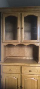 Oak kitchen dresser with glass display cabinet