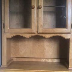Oak kitchen dresser with glass display cabinet