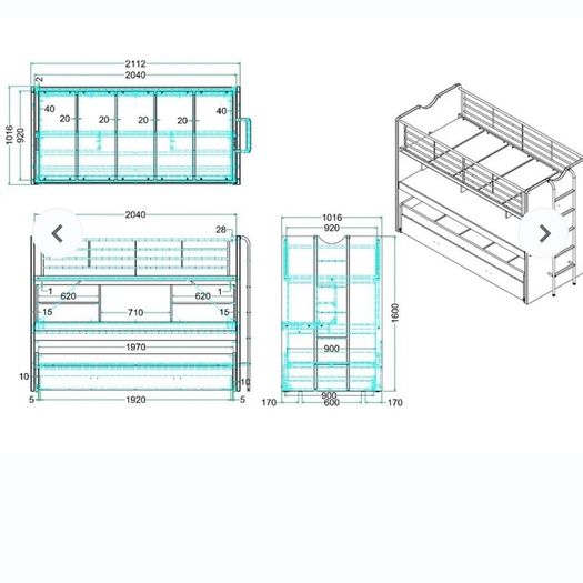 Bunk bed with pull-out desk